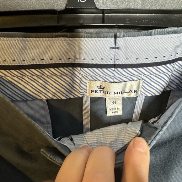 Peter Millar Pima Cotton Chino Pant Mens 34 Blue Flat Front Casual Work Trouser - Picture 2 of 5